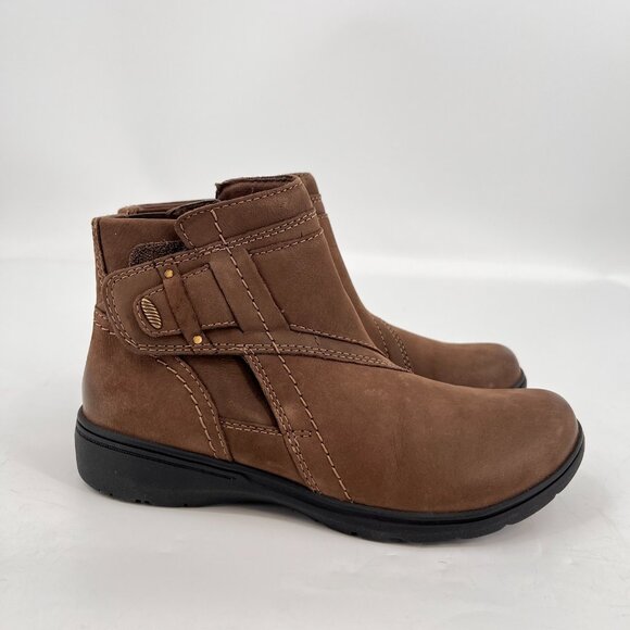 Clarks Collection Carleigh Leather Ankle Boots Women's Size 7.5 In Mushroom - Picture 8 of 14